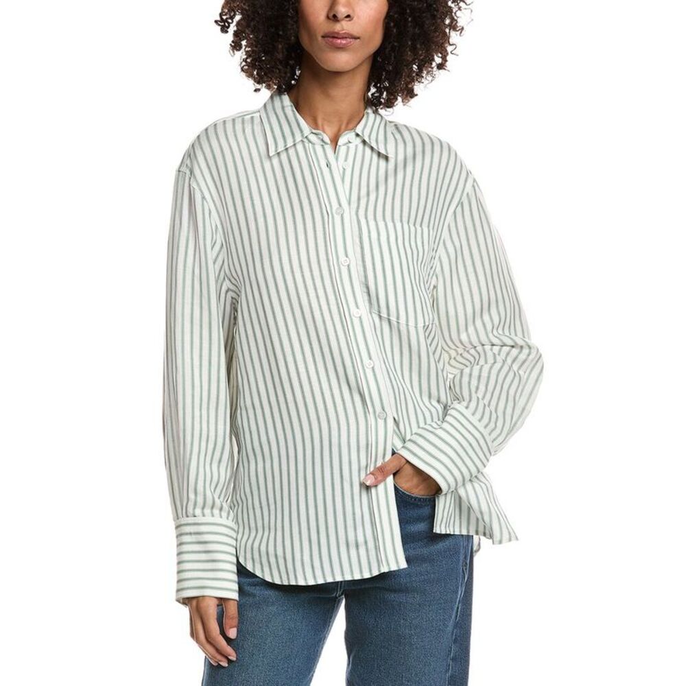 Lyra & Co Womens  Linen-Blend Shirt, Green